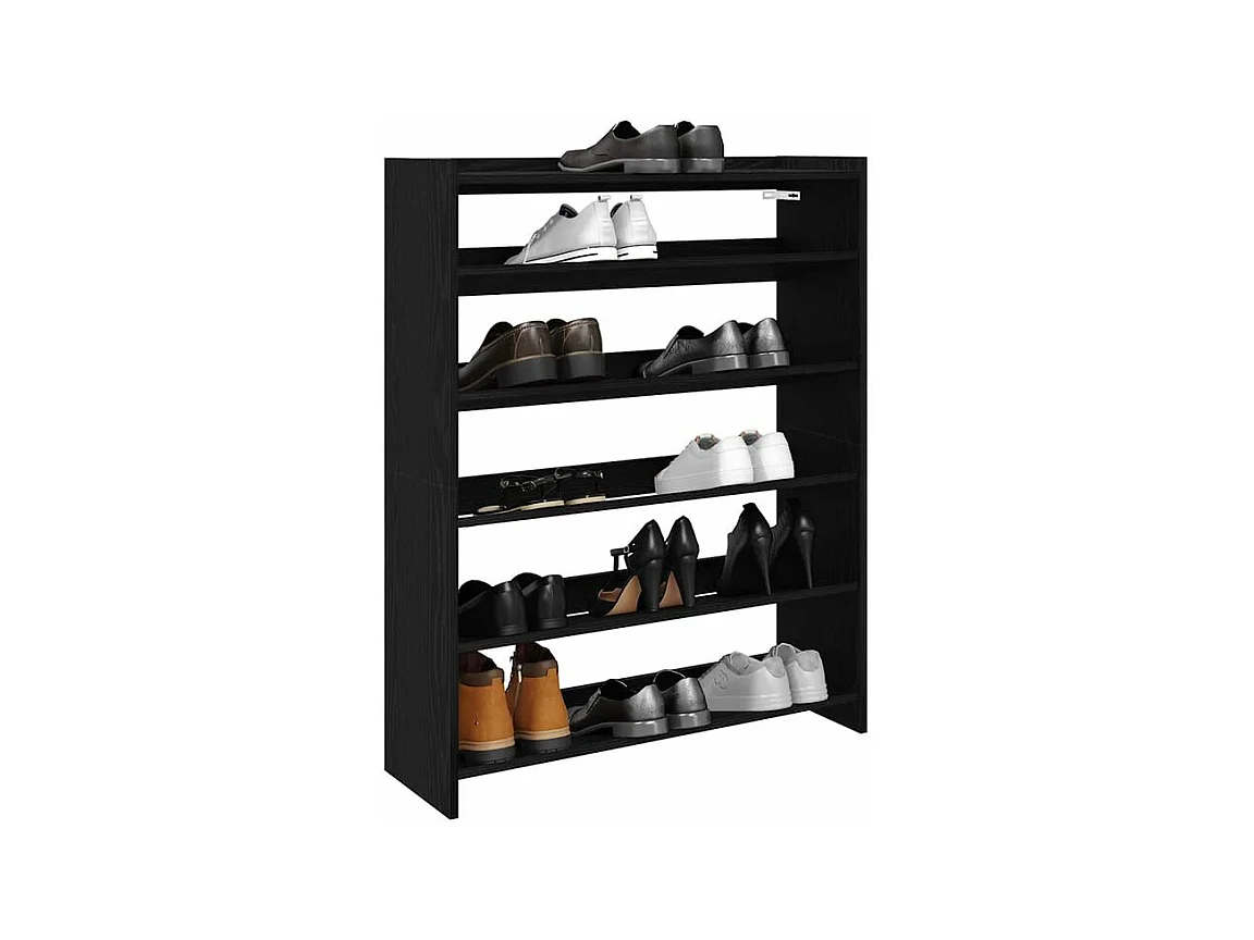 Étagère à chaussures noir 80x25x100 bois d'ingénierie