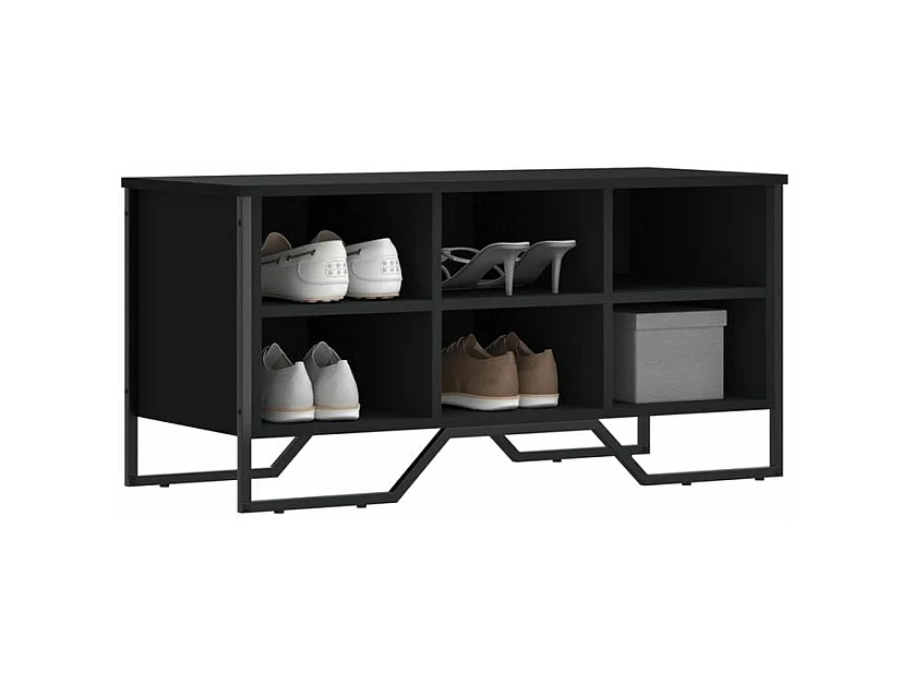 Armoire à chaussures noir 90x38x45,5 bois d'ingénierie