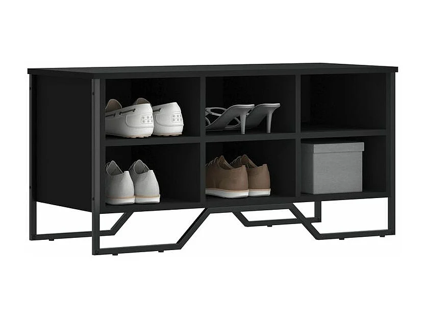 Armoire à chaussures noir 90x38x45,5 bois d'ingénierie