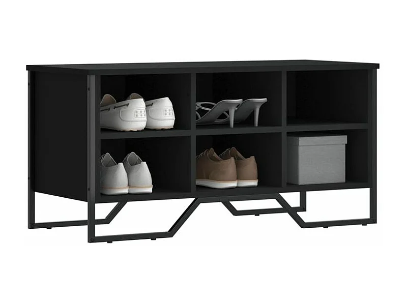 Armoire à chaussures noir 90x38x45,5 bois d'ingénierie