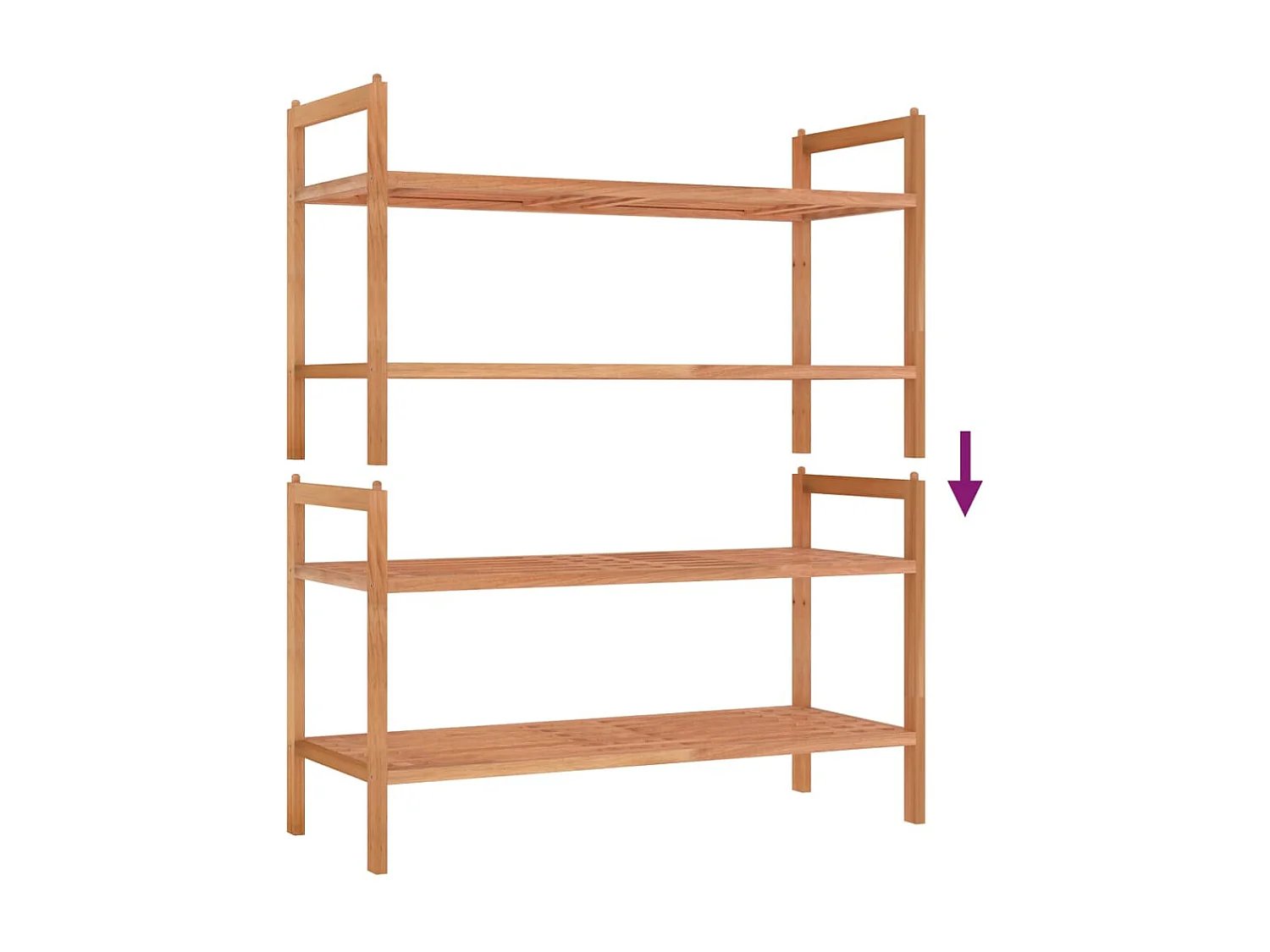 Étagères à chaussures 2 pcs 69x27x41 Bois massif de noyer