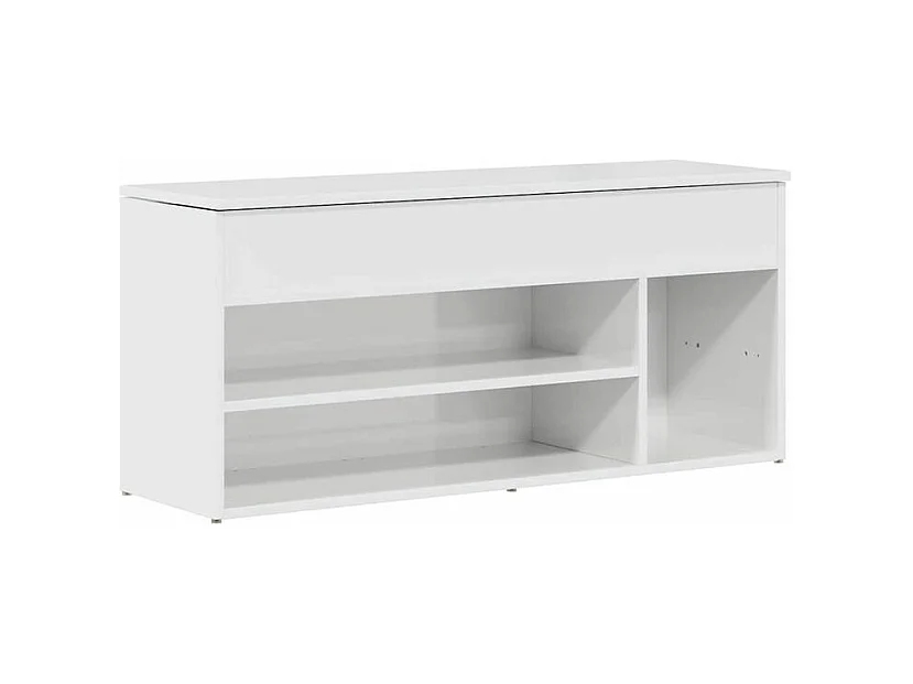 Banc à chaussures blanc brillant 102x30,5x45 bois ingénierie