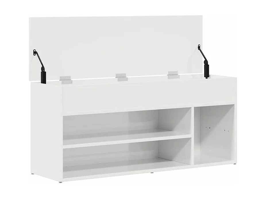 Banc à chaussures blanc brillant 102x30,5x45 bois ingénierie