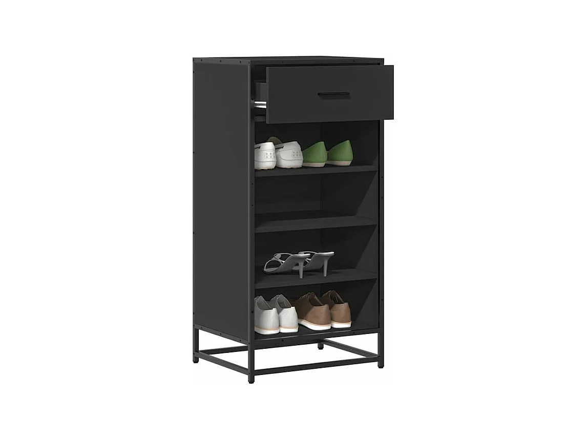 Étagère à chaussures noir 48x38x97,5 bois d'ingénierie