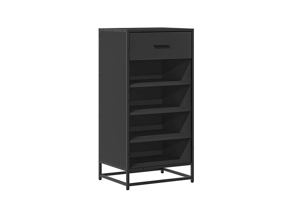 Étagère à chaussures noir 48x38x97,5 bois d'ingénierie