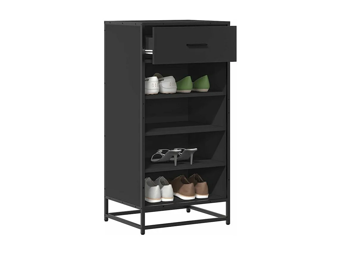 Étagère à chaussures noir 48x38x97,5 bois d'ingénierie