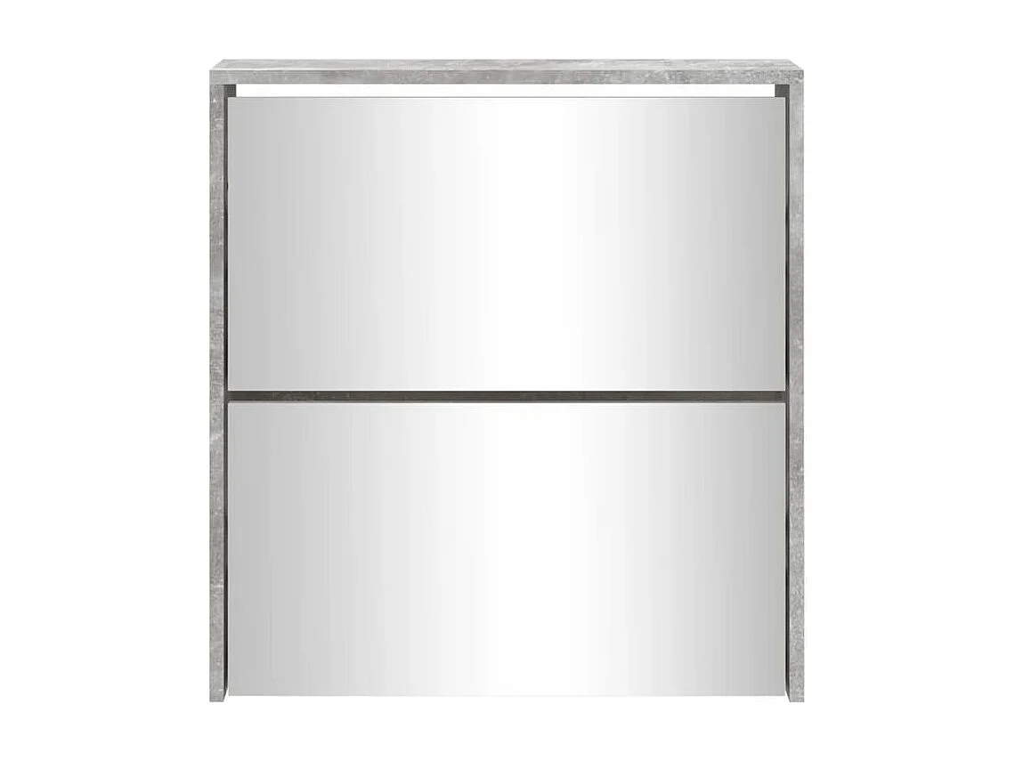 Armoire à chaussures 2 portes rabattables avec miroir Ranka H 67cm – Design moderne et élégant-Couleur Gris béton