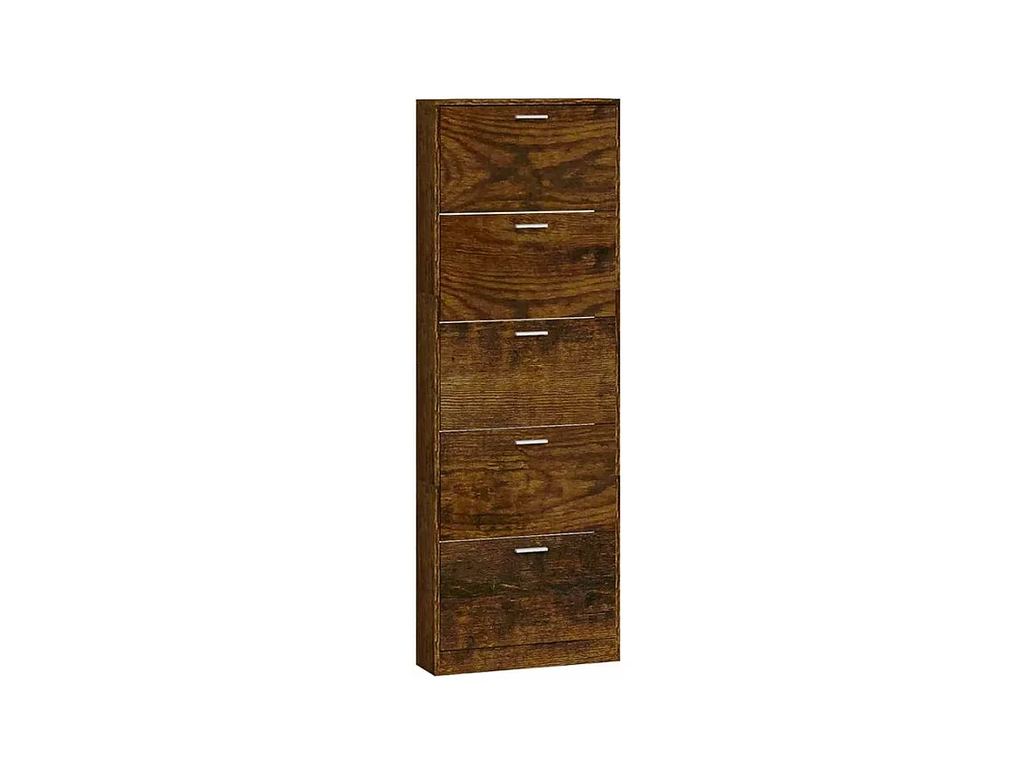 Armoire à chaussures en bois Puerto L59xH169xP17 – 5 portes rabattables-Couleur Marron fumé