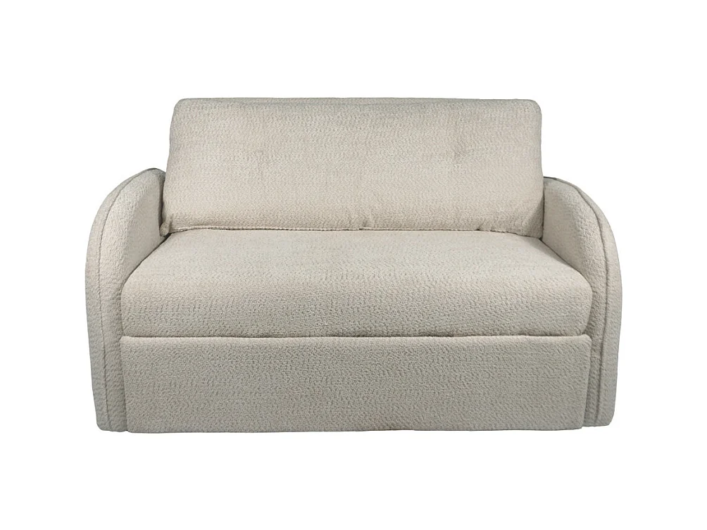 Sofá cama doble de 88x143-155x90-220 cm de tela en beige con bandeja lateral plegable Thor
