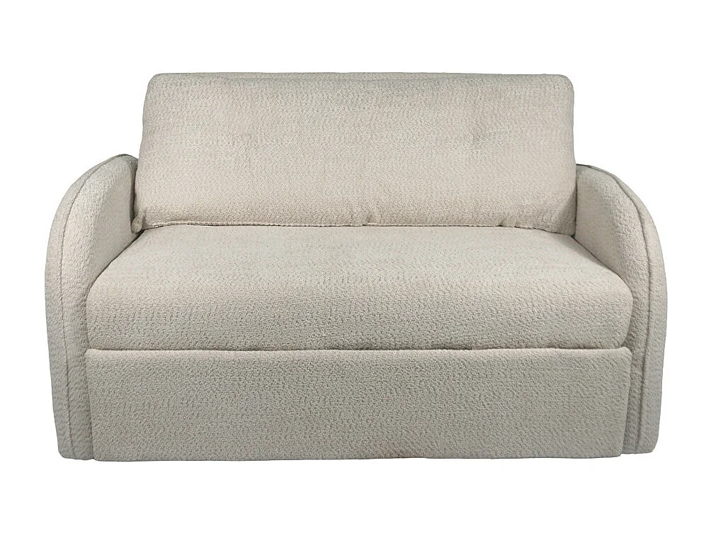 Sofá cama doble de 88x143-155x90-220 cm de tela en beige con bandeja lateral plegable Thor