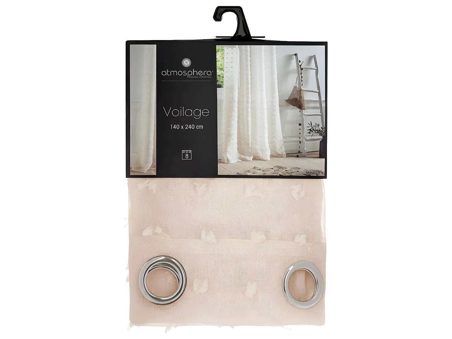 Cortina de poliéster bege 240x140cm