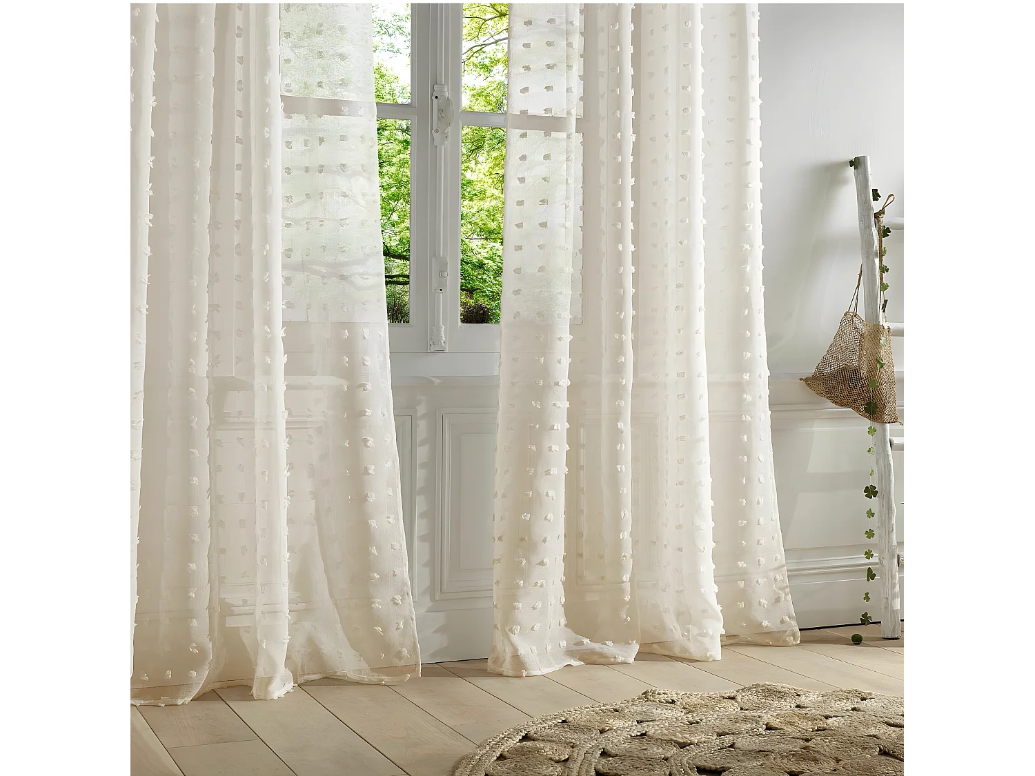 Cortina de poliéster bege 240x140cm