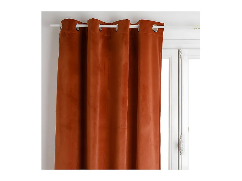 Rideau à œillets Occultant en Velours Terracotta 140 x 260 cm