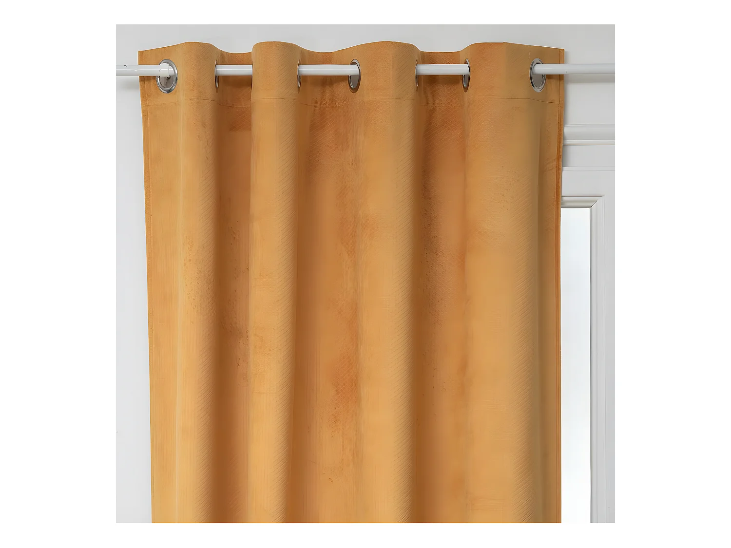 Rideau à œillets Occultant en Velours Ocre motif en relief 140 x 260 cm