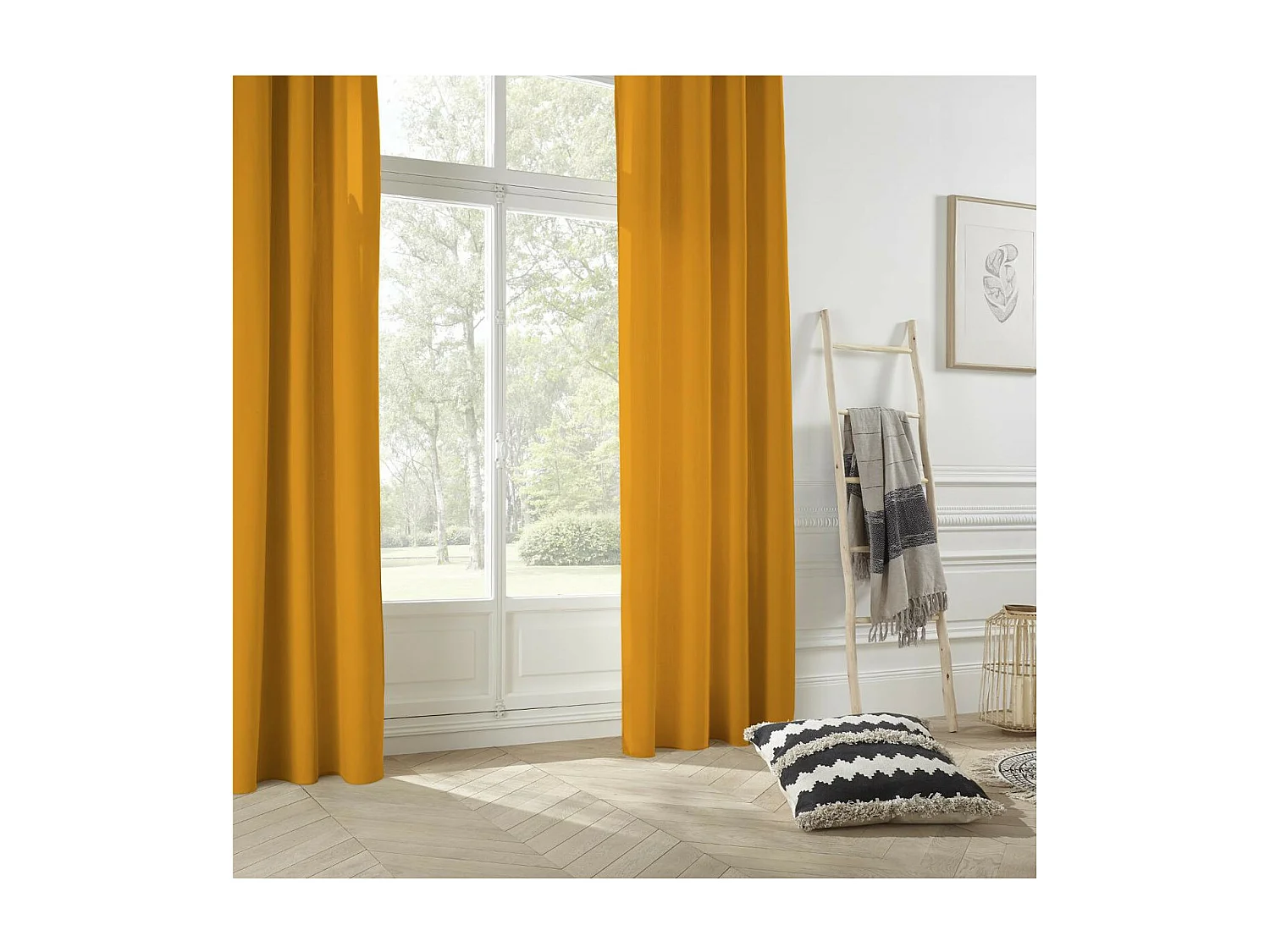 Rideau à œillets Tissu Panama Ocre 140 x 260 cm