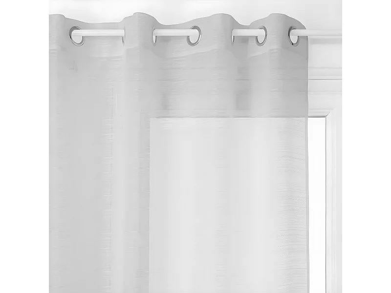 Voilage à œillets Gris tissage à rayures 140 x 240 cm