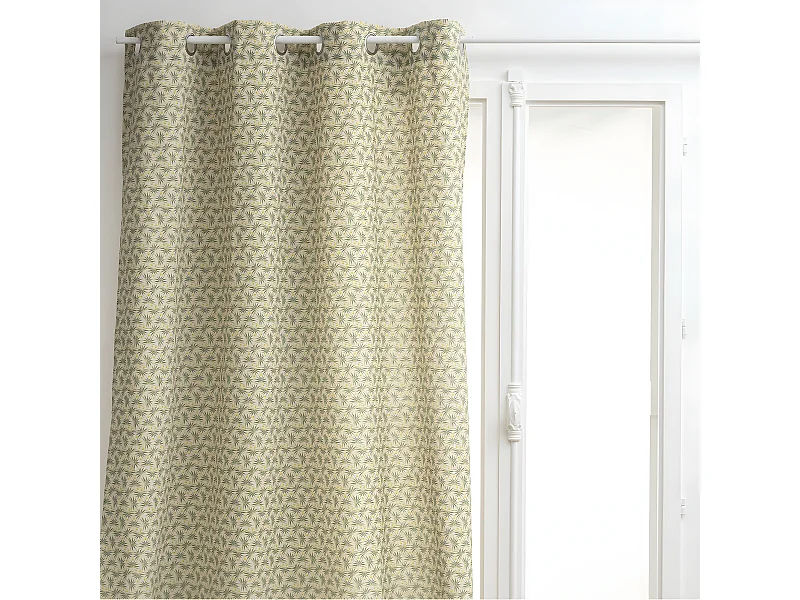 Rideau à œillets imprimé Palma vert 140 x 260 cm