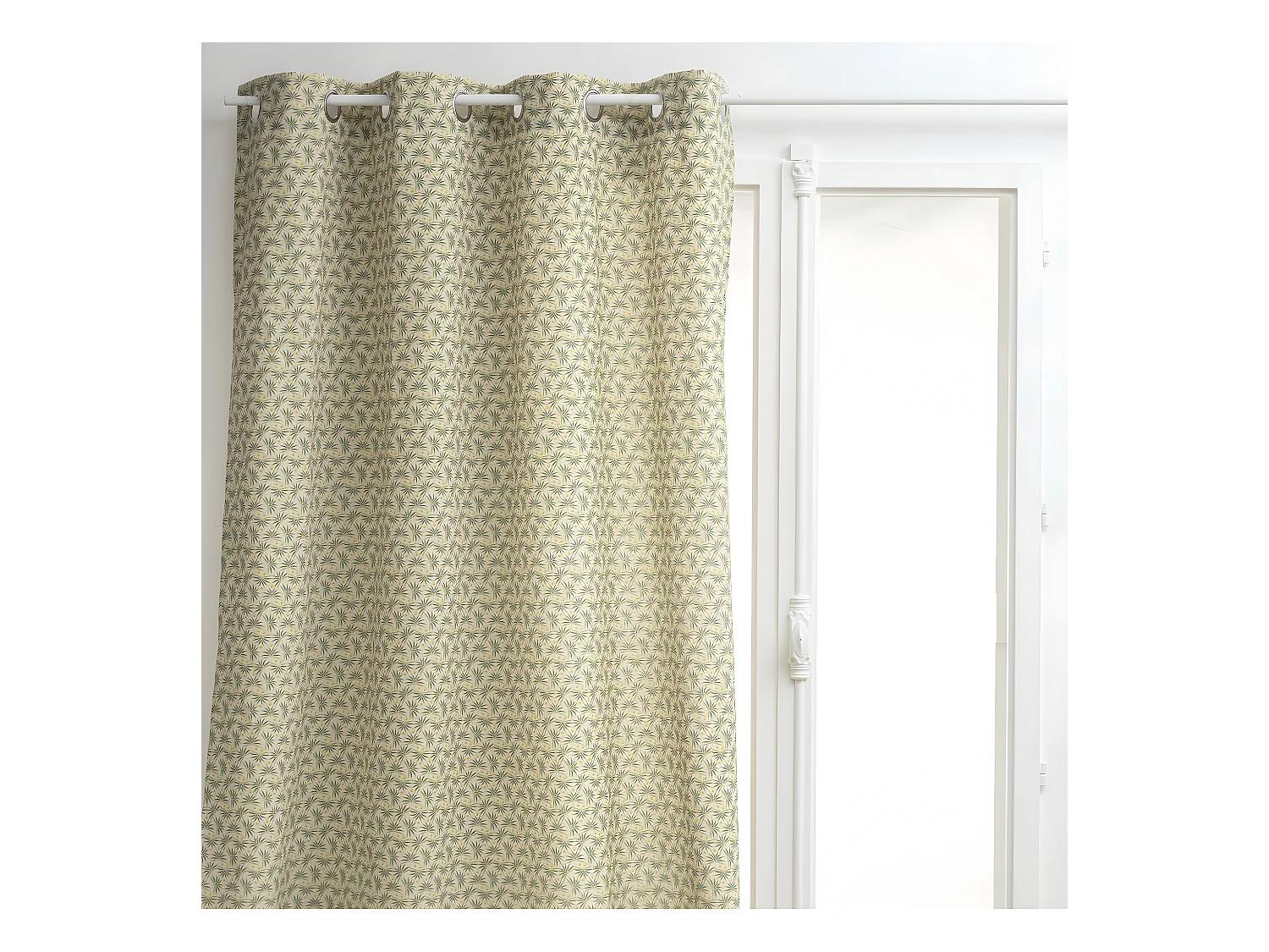 Rideau à œillets imprimé Palma vert 140 x 260 cm