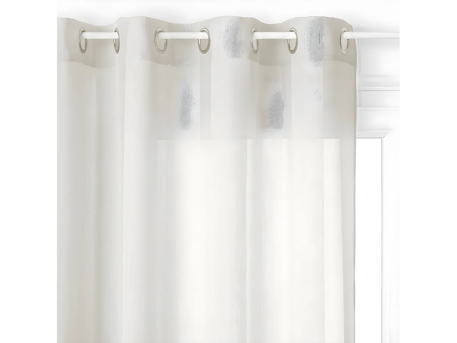 Voilage à œillets Ivoire motif  lignes verticales 140 x 240 cm