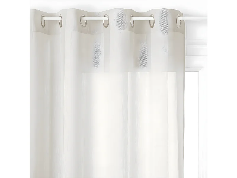 Voilage à œillets Ivoire motif  lignes verticales 140 x 240 cm