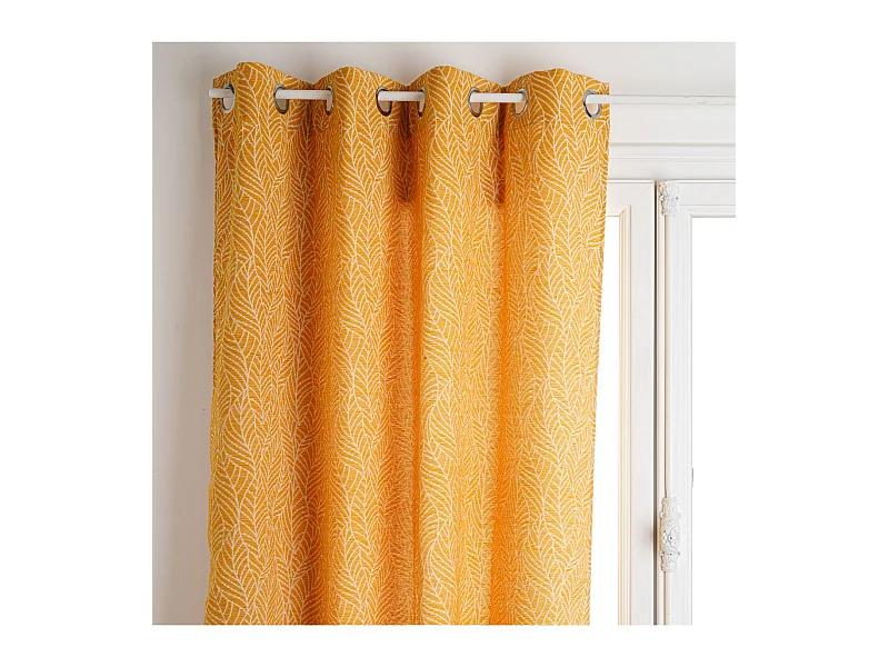 Rideau à œillets Jacquard Chenille  Ocre 140 x 260 cm