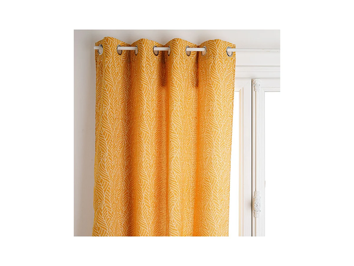 Rideau à œillets Jacquard Chenille  Ocre 140 x 260 cm