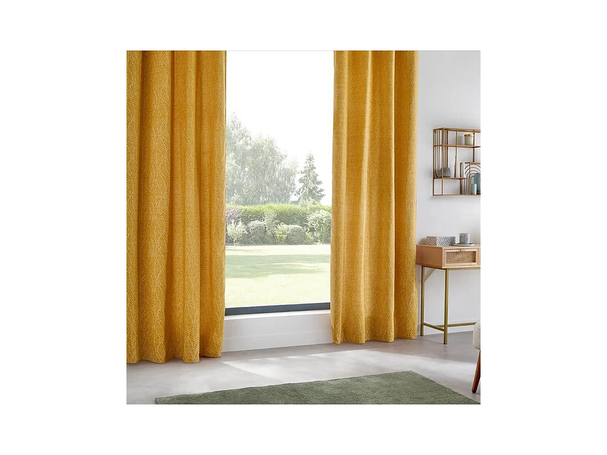 Rideau à œillets Jacquard Chenille  Ocre 140 x 260 cm