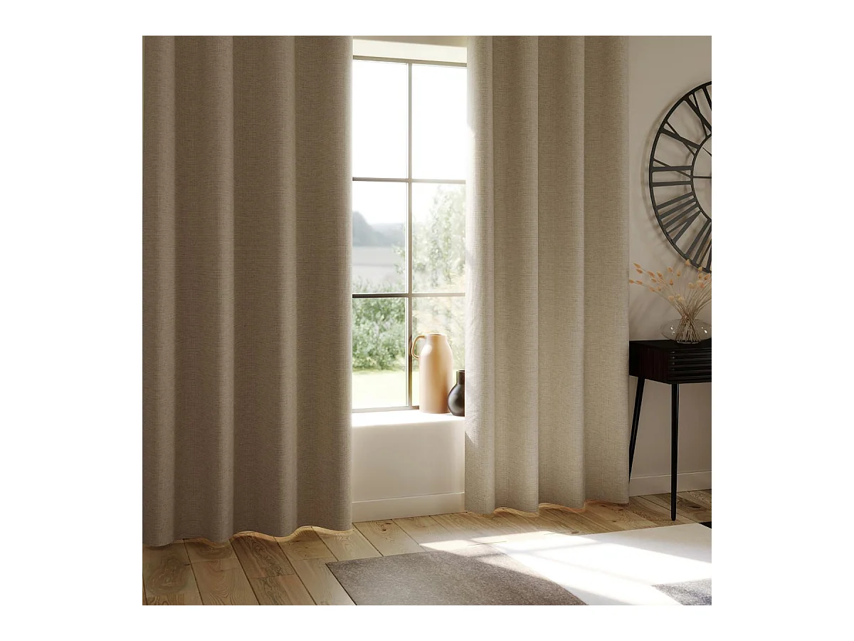 Rideau à œillets Occultant en tissu Beige Lin 140 x 260 cm