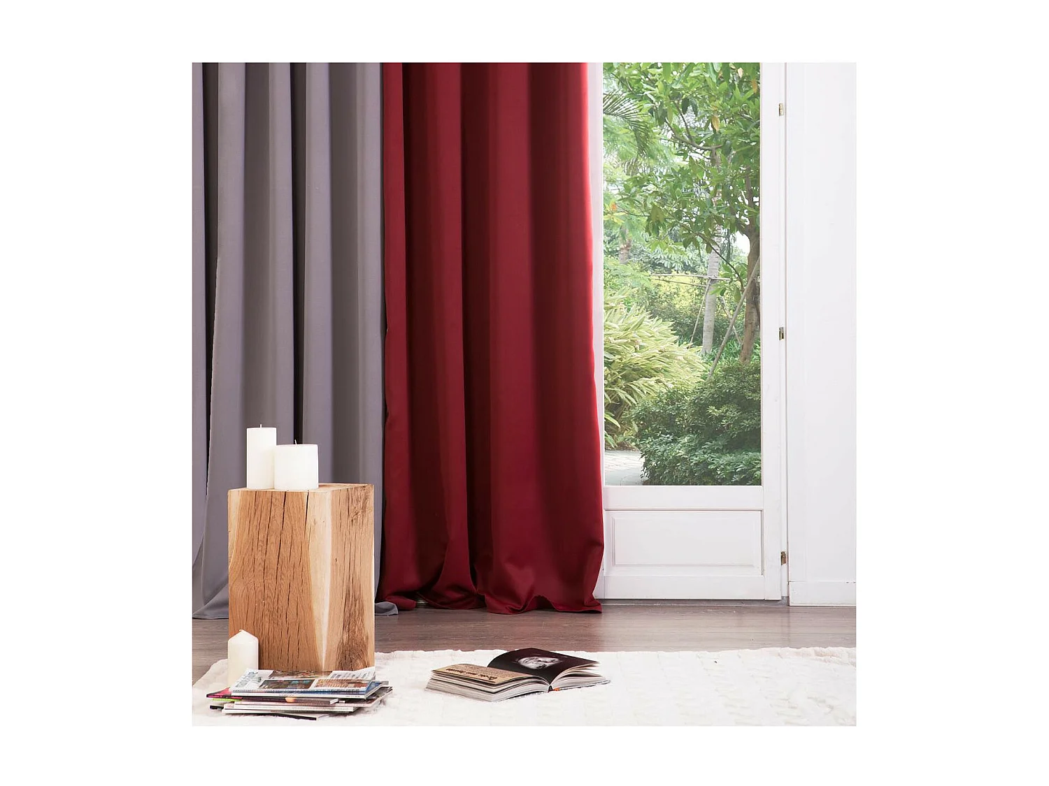 Rideau à œillets Occultant Rouge 40 x 260 cm