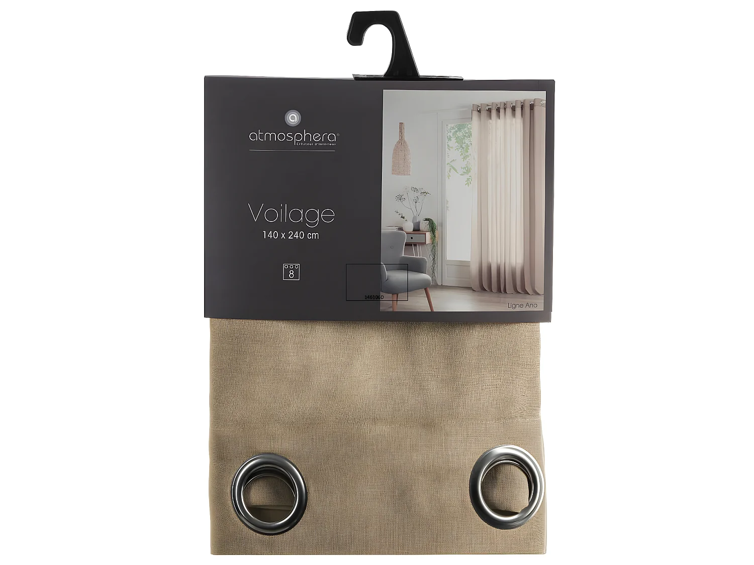 Voilage à œillets Ana Beige Lin 140 x 240 cm