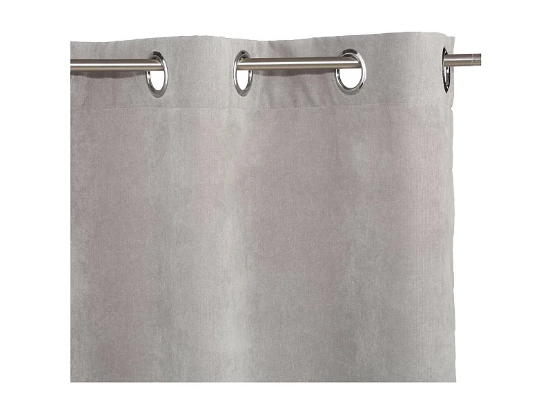 Rideau à œillets effet suédine Gris clair 140 x 260 cm