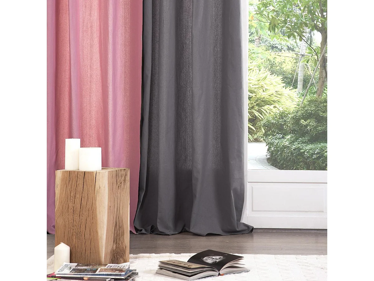 Rideau à œillets Tissu Panama Gris 140 x 260 cm