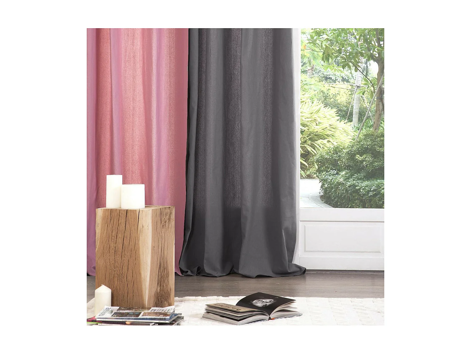 Rideau à œillets Tissu Panama Gris 140 x 260 cm