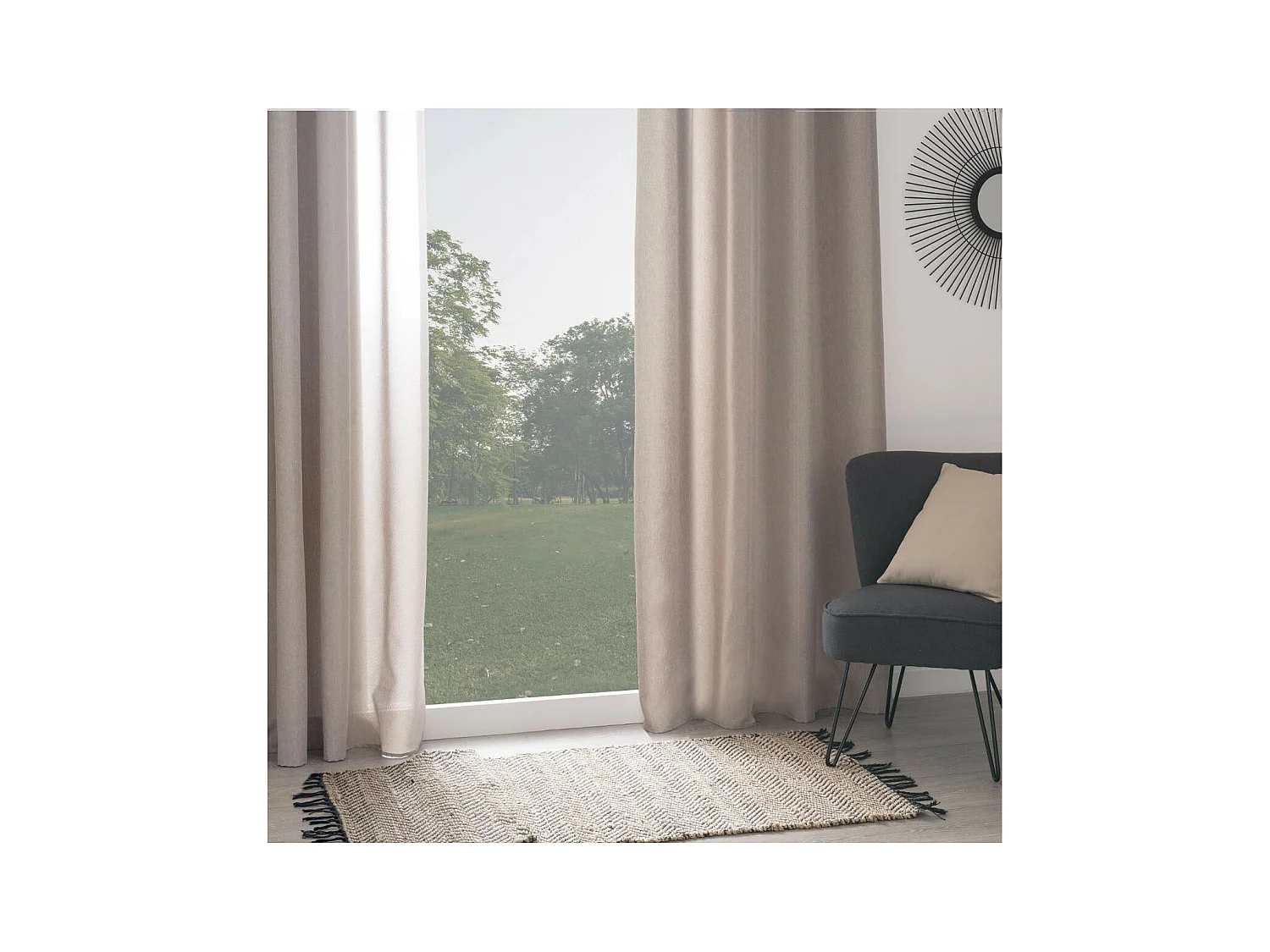 Rideau à œillets Isolant doublure polaire Beige Lin 140 x 260 cm
