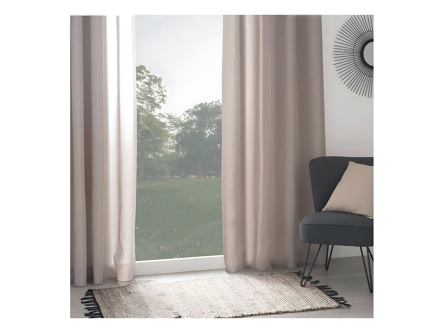 Rideau à œillets Isolant doublure polaire Beige Lin 140 x 260 cm