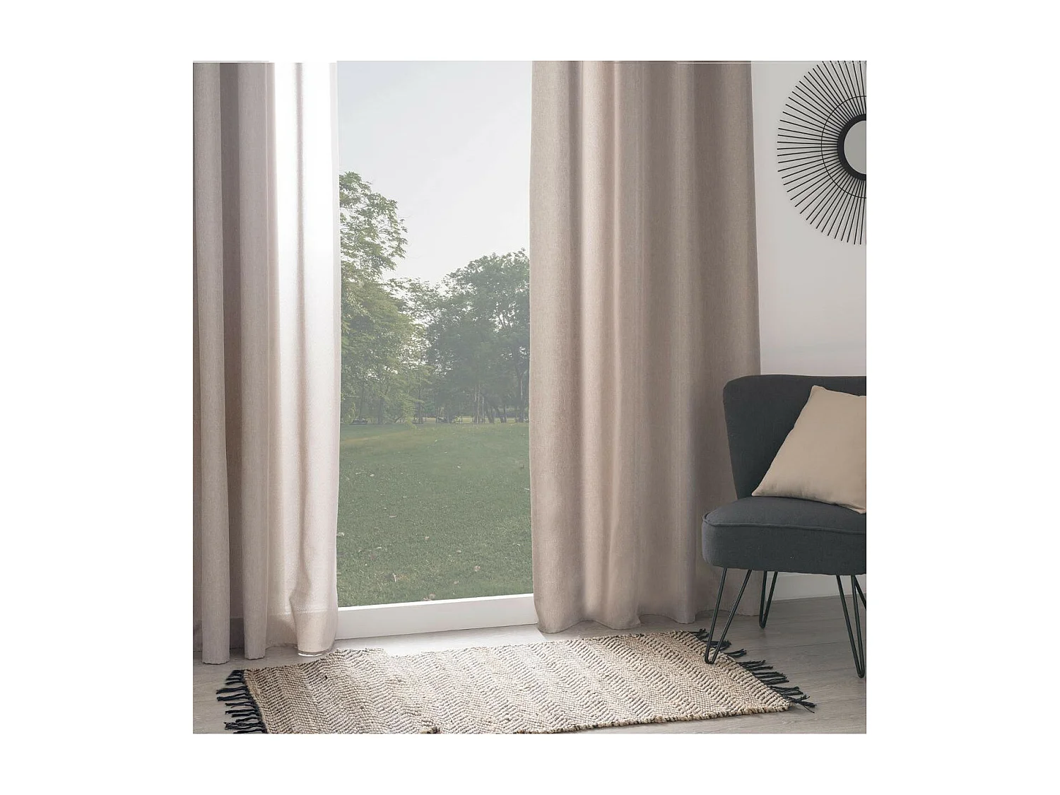 Rideau à œillets Isolant doublure polaire Beige Lin 140 x 260 cm
