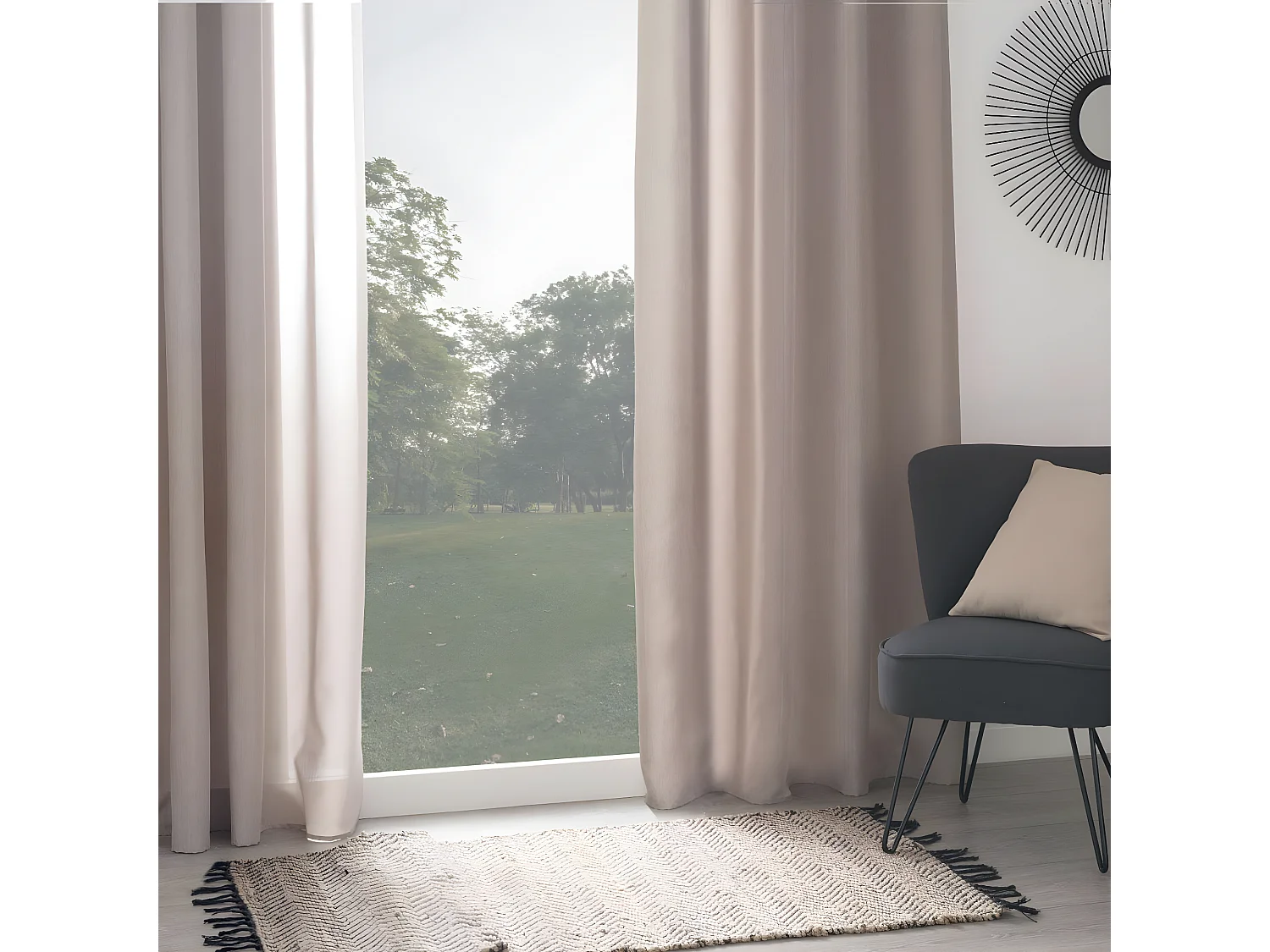 Rideau à œillets Isolant doublure polaire Beige Lin 140 x 260 cm