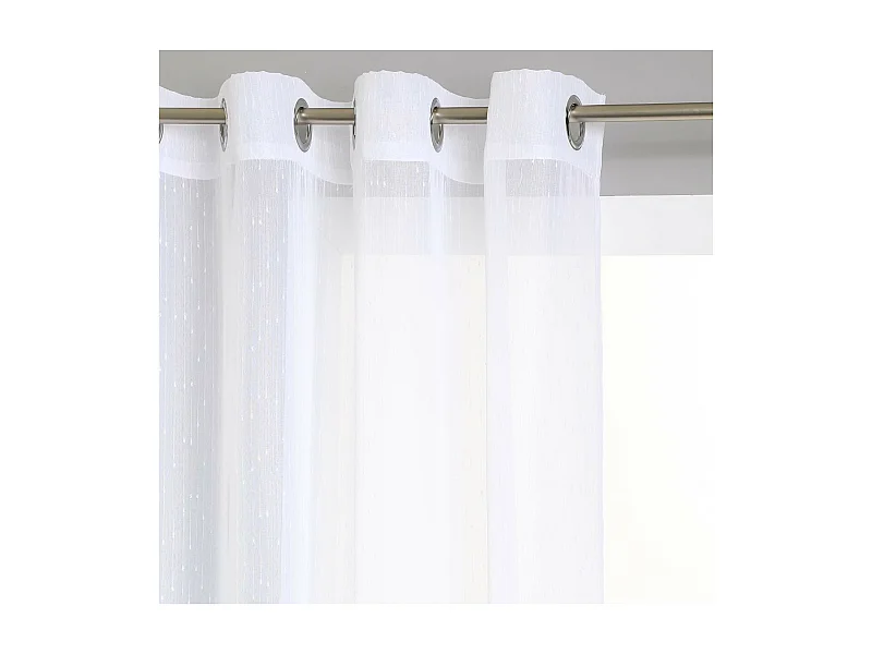 Voilage à œillets Blanc avec de fines rayures 140 x 240 cm