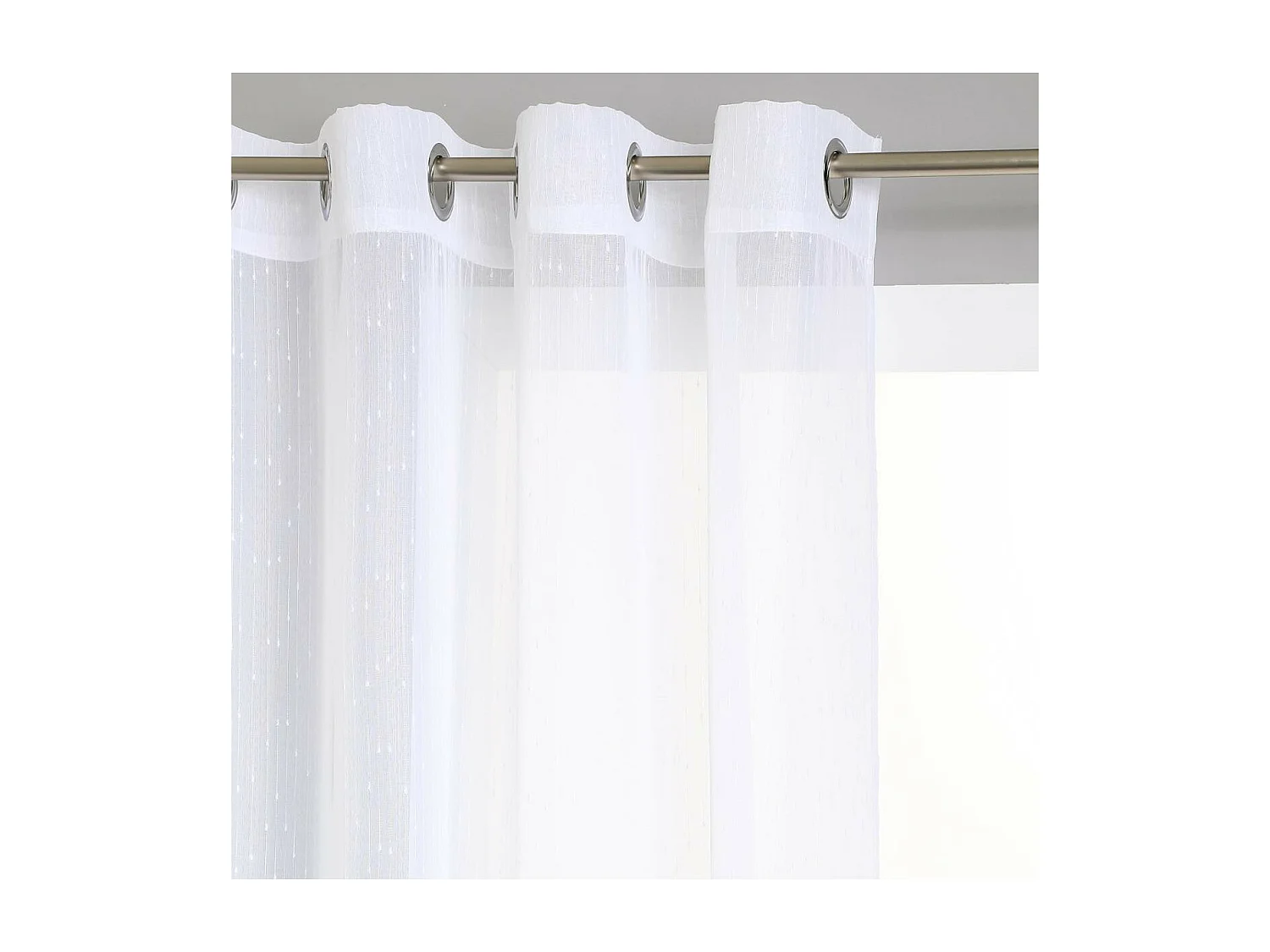 Voilage à œillets Blanc avec de fines rayures 140 x 240 cm