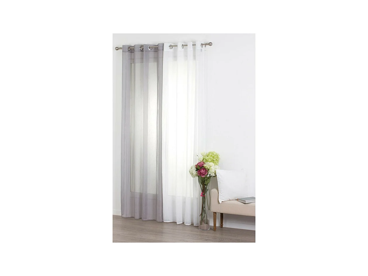 Voilage à œillets Blanc avec de fines rayures 140 x 240 cm