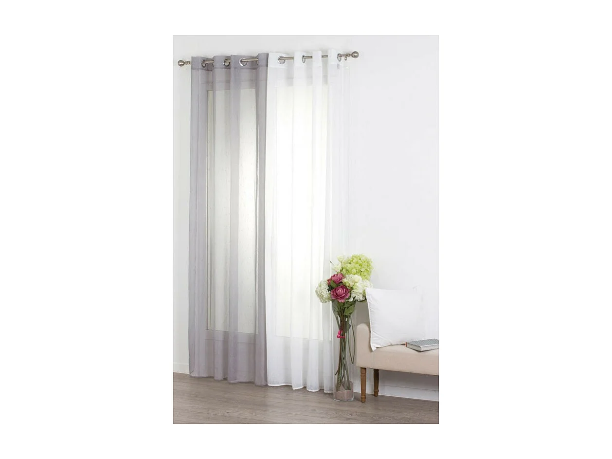 Voilage à œillets Blanc avec de fines rayures 140 x 240 cm