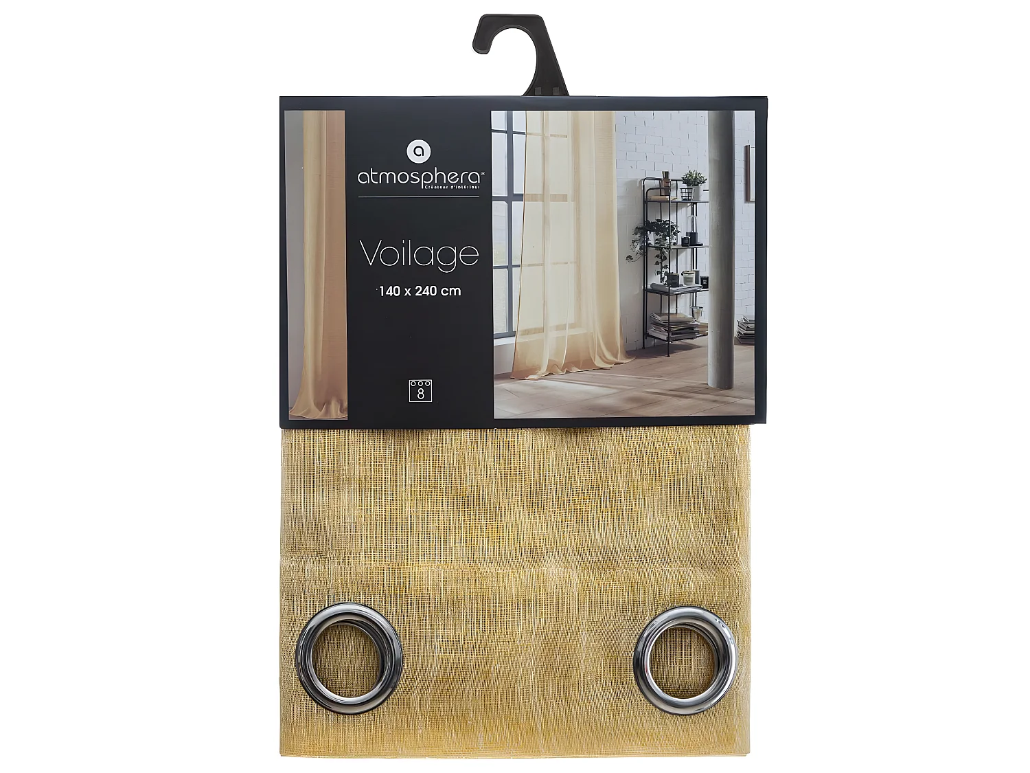 Voilage à œillets Jaune Ocre 140 x 240 cm