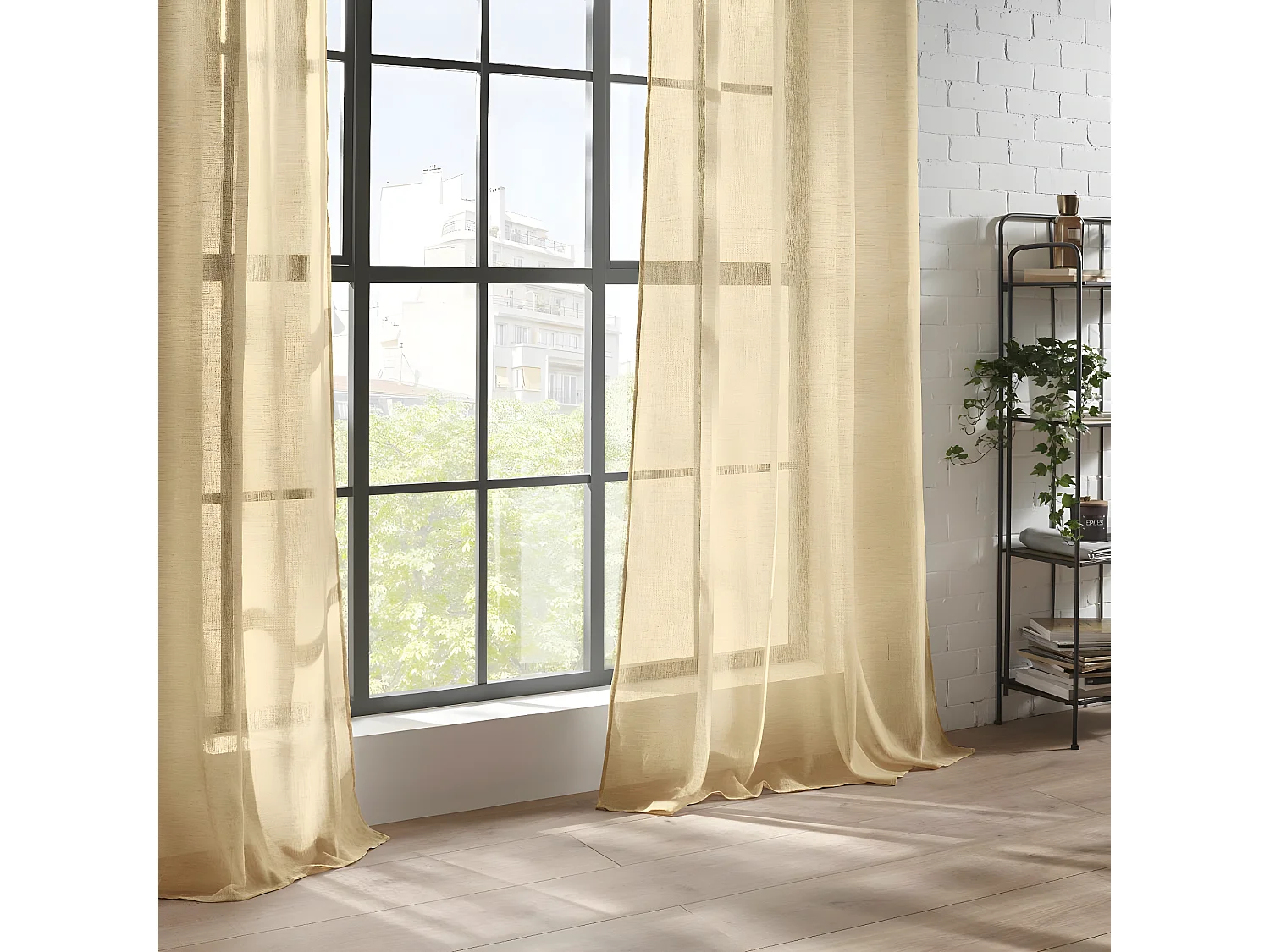 Voilage à œillets Jaune Ocre 140 x 240 cm