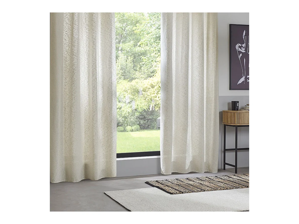 Rideau à œillets texturé Aska Beige Lin 140 x 260 cm