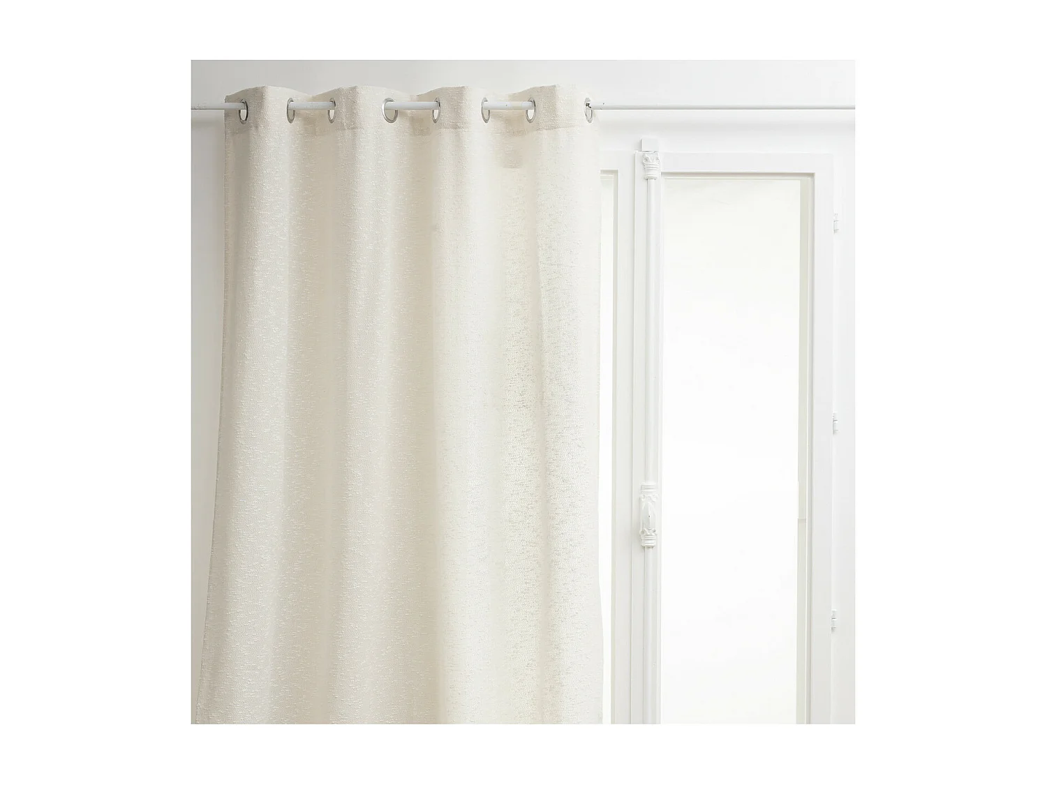 Rideau à œillets texturé Aska Beige Lin 140 x 260 cm