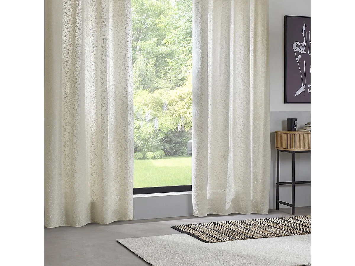 Rideau à œillets texturé Aska Beige Lin 140 x 260 cm