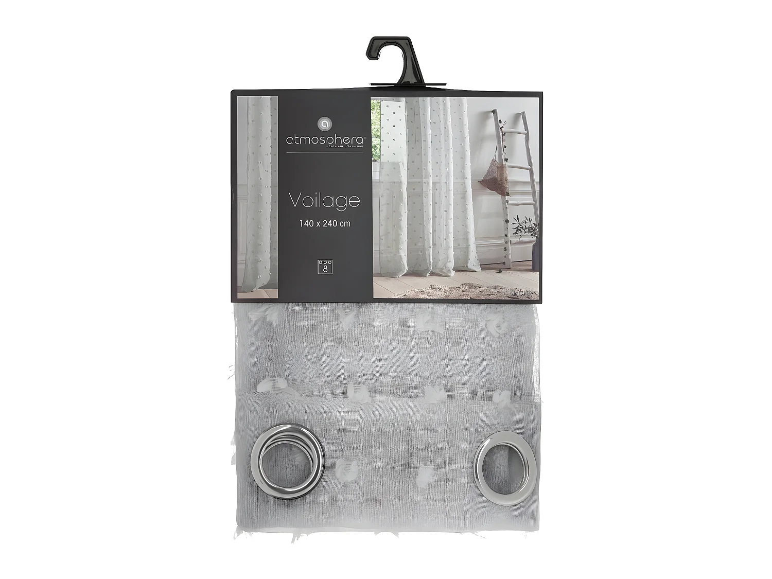 Ösen-Voile mit kleinen Pompons