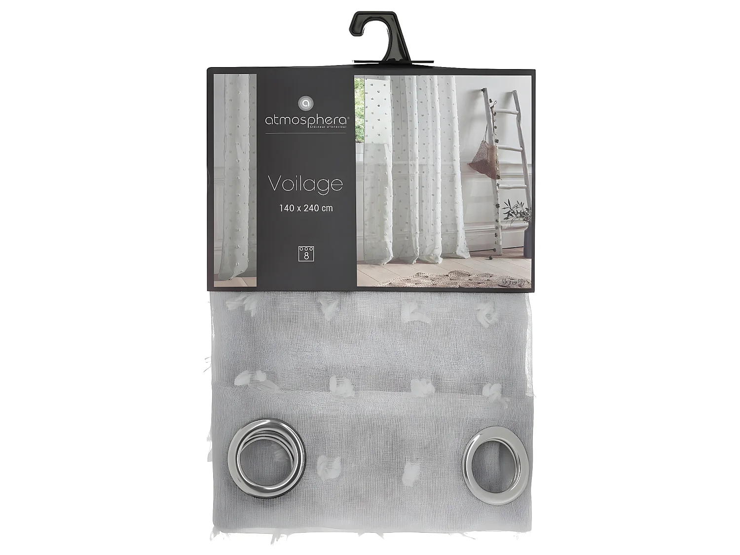 Ösen-Voile mit kleinen Pompons