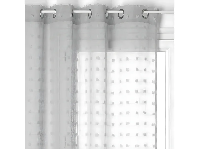 Ösen-Voile mit kleinen Pompons