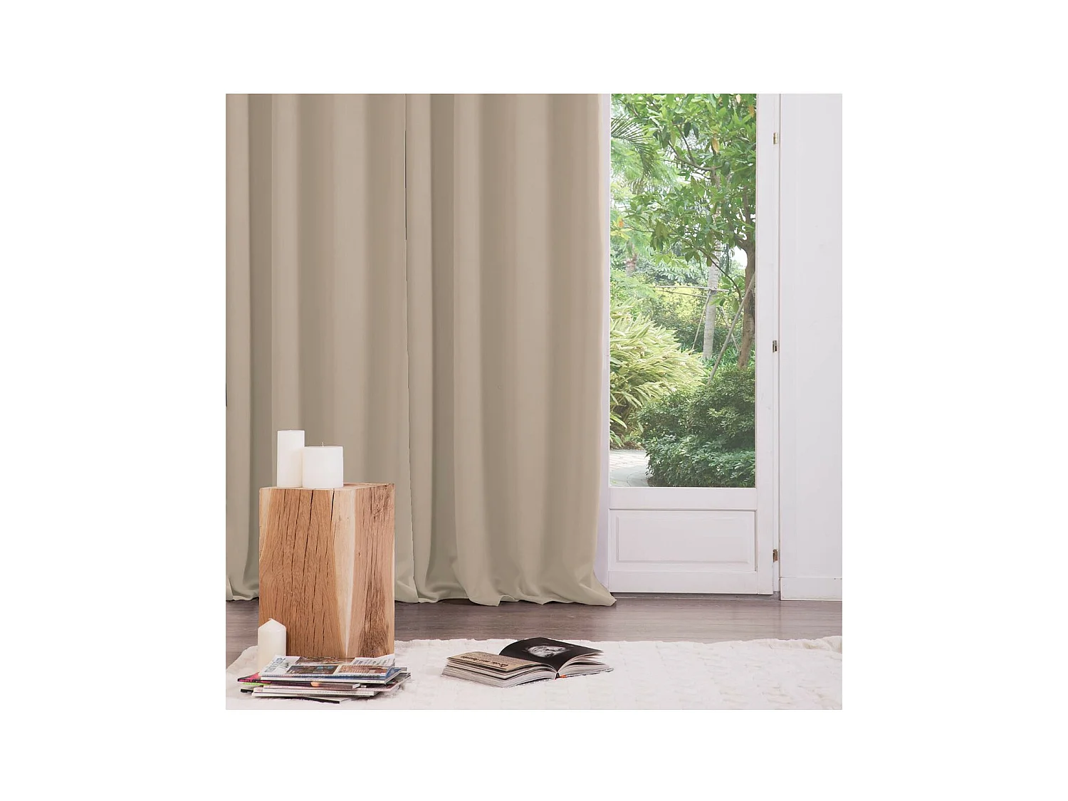 Lot de 2 Rideaux Occultants Beige Lin 135 x 240 cm
